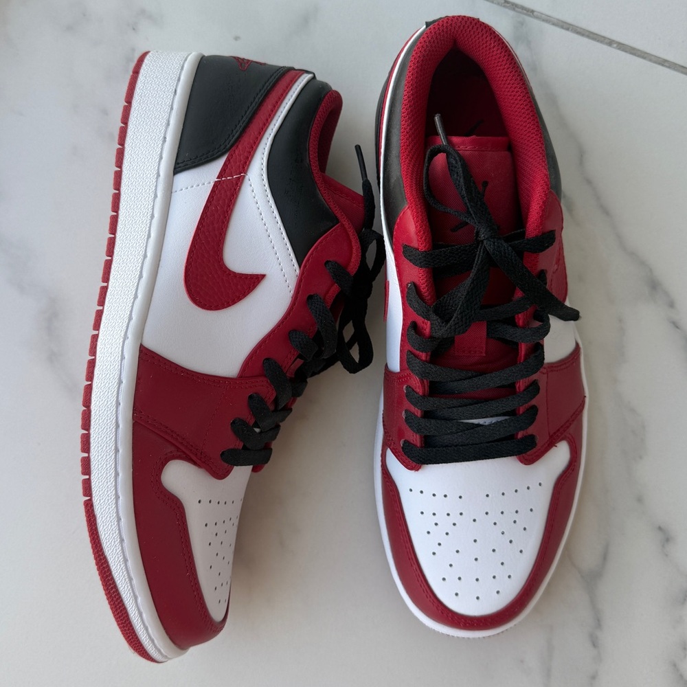 Nike Air Jordan 1 Low Red and White Sneakers Size 10.5
